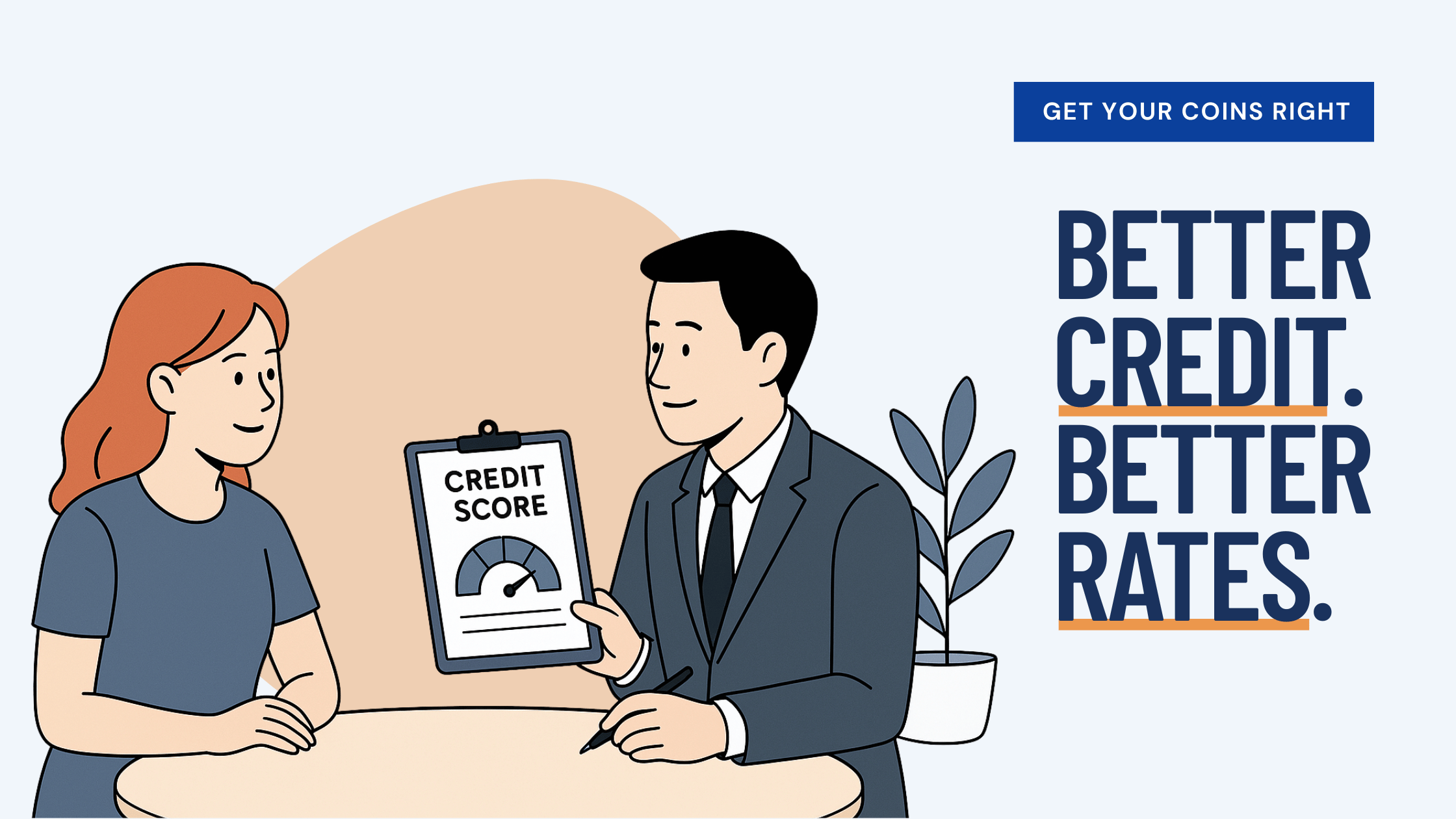 Mortgage Loan representative discussing credit score report with first-time homebuyer