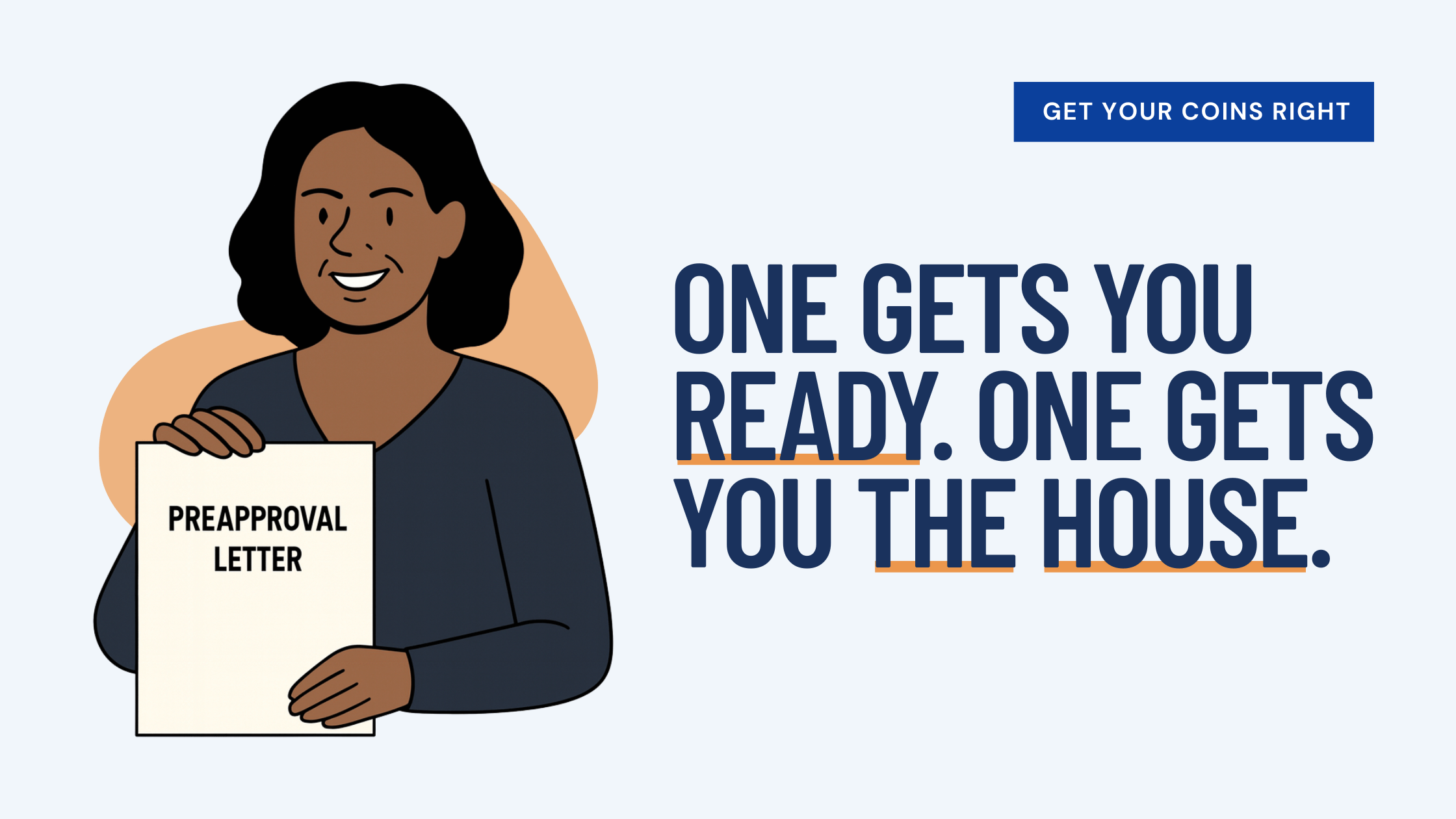 Illustration of a first-time homebuyer holding a mortgage preapproval letter while learning the difference between prequalification vs preapproval